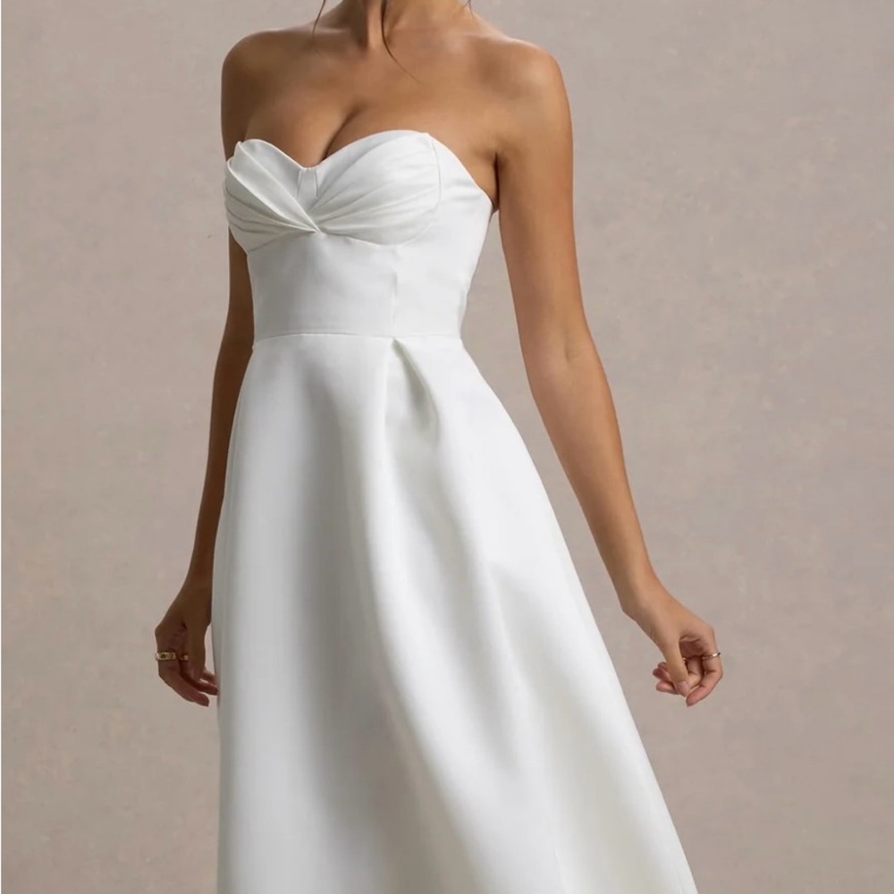 Club L London Wintour White Strapless A-Line Dress